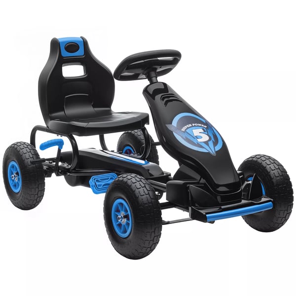 Gokart til Børn, Justerbart Sæde, Gummihjul, Håndbremse, Blå/Sort Gokart til Børn, Justerbart Sæde, Gummihjul, Håndbremse, Blå/Sort