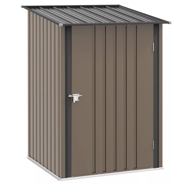 Outsunny Redskapsbod Stål Brun 0,92 m², Låsbar Trädgårdsskjul 100x103x160cm