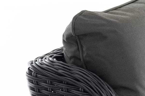 Breno Justerbar Lænestol med Fodskammel - Sort Polyrattan, Aluminiumsstel, 10 cm Hynder