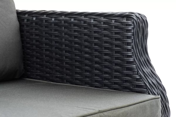 Breno Justerbar Lænestol med Fodskammel - Sort Polyrattan, Aluminiumsstel, 10 cm Hynder