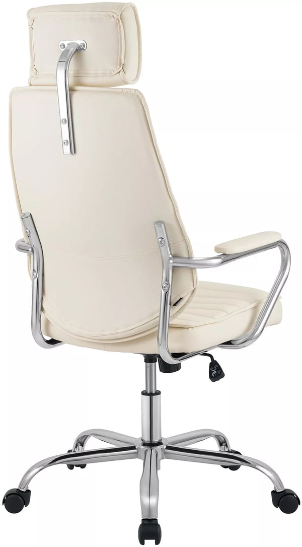 Rako Ergonomisk Kontorstol i Cremefarvet Kunstlæder med Krom-Look Metalbase