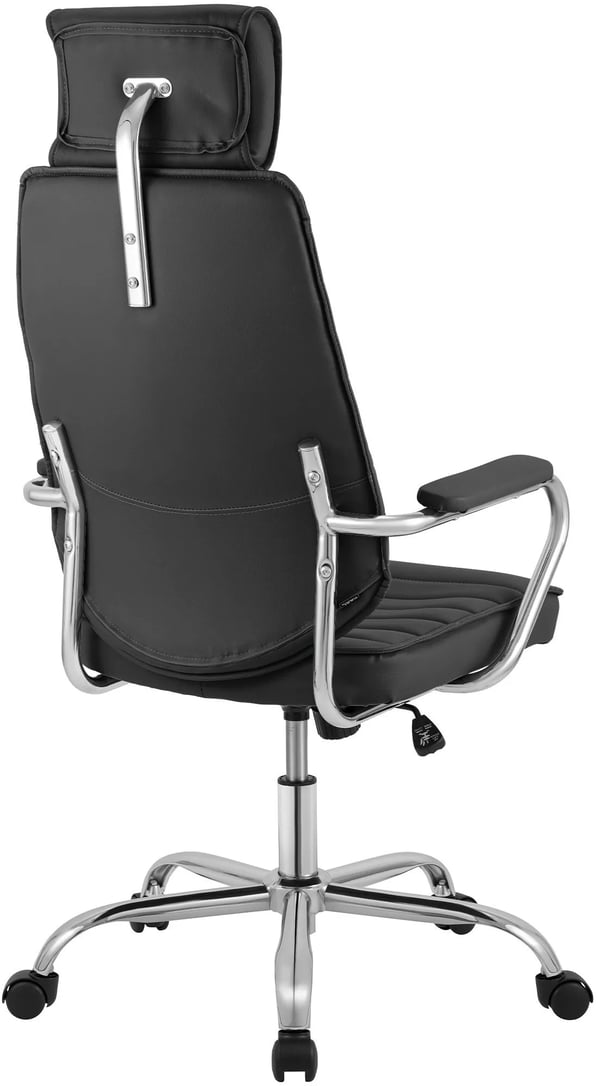 Rako Ergonomisk Kontorstol, Sort Kunstlæder, Krom-look Metalbase