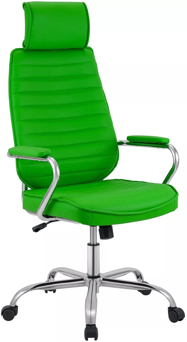 Rako Grön Kontorsstol - Ergonomiskt Konstläder med Kromfärgad Metallbas