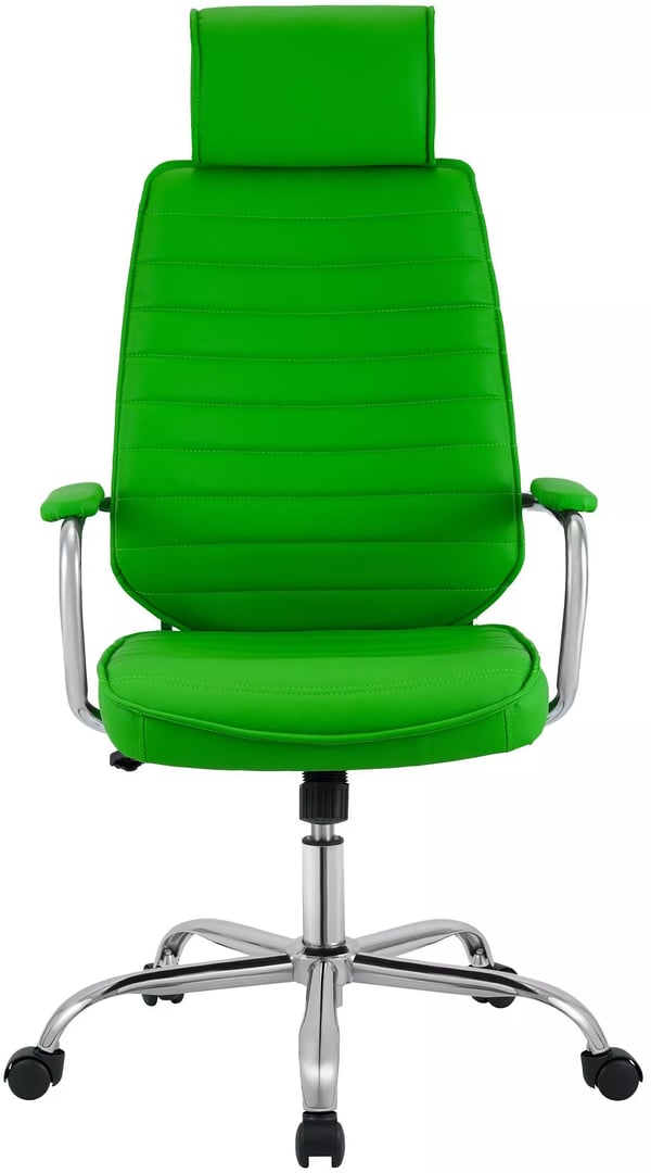 Rako Grøn Kontorstol - Ergonomisk Kunstlæder med Krom-look Metalbase