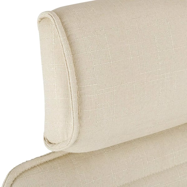 Kontorstol i cremefarvet stof med krom-look metalbase og nakkestøtte - Ergonomisk design, vippemekanisme