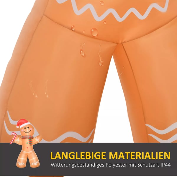 Uppblåsbar Pepparkaksgubbe 2.4m med LED, Väderbeständig Polyester, Gul