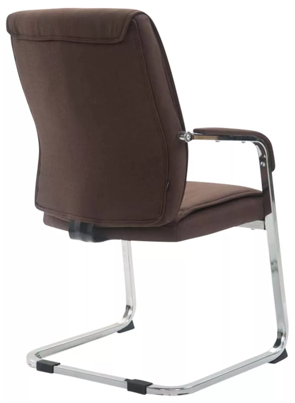 Set med 2 Anubis tyg cantilever stolar - brun, kromfärgad metallram, XL lastkapacitet