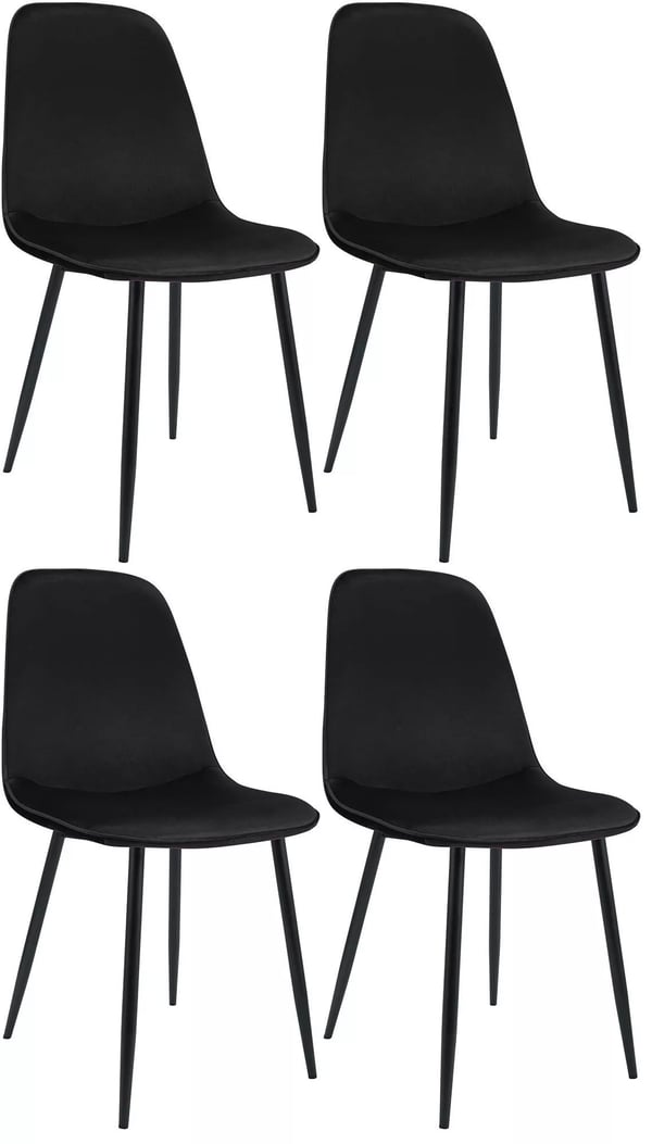 Set med 4 Maryam sammetsstolar, svarta metallben