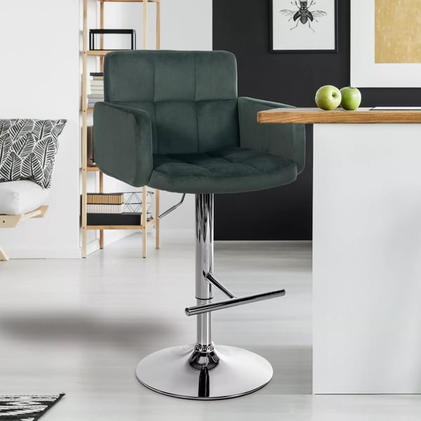 Sæt med 2 Los Angeles barstole, velour, krom