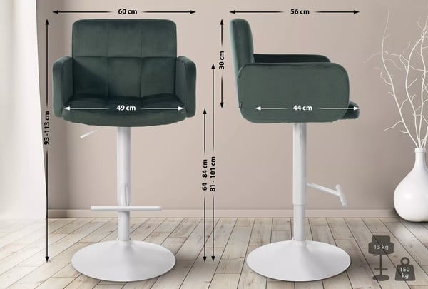 Set med 2 Los Angeles Barstolar Sammet Vit