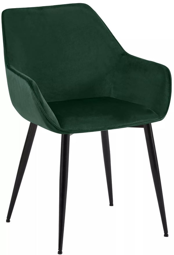 Vessa grøn velour spisebordsstol med metalstel