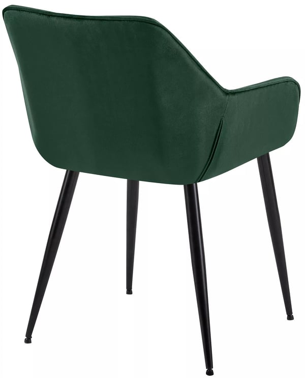 Vessa grøn velour spisebordsstol med metalstel