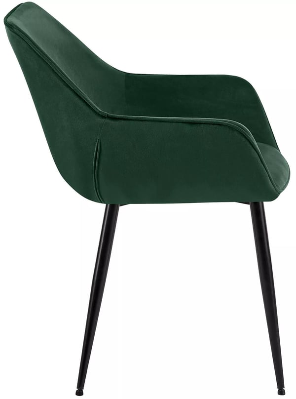 Vessa grøn velour spisebordsstol med metalstel