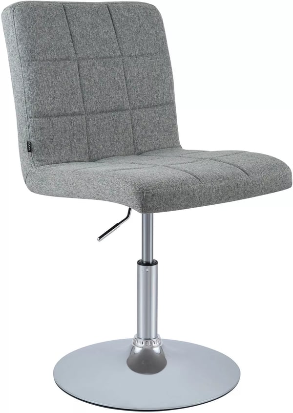 Ricky tygmatstol, grå, höjdjusterbar, svängbar, metallbas i kromlook - modern klädd fåtölj