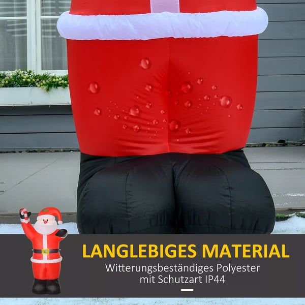 Oppustelig juledekoration, 2,4 m julemand med LED-belysning, sukkerstang