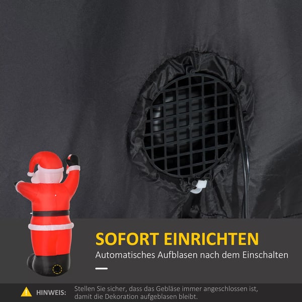 Oppustelig juledekoration, 2,4 m julemand med LED-belysning, sukkerstang