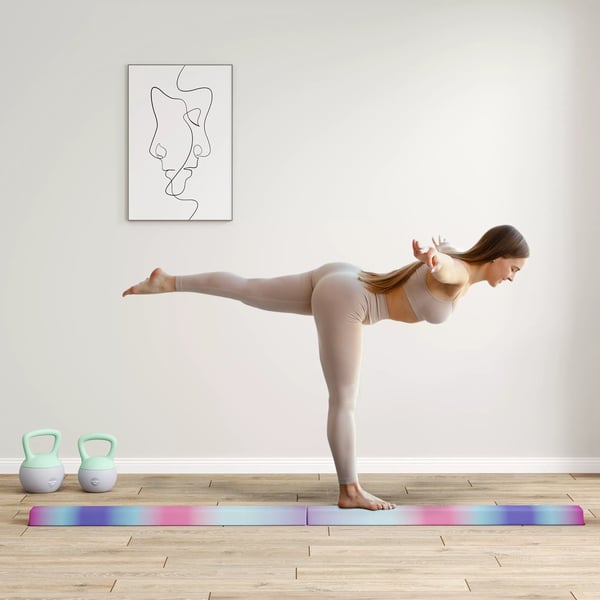 SPORTNOW Balancebjælke 2,4 m, foldbar, skridsikker, multifarvet, EVA/polyester, til 3+ år, op til 80 kg