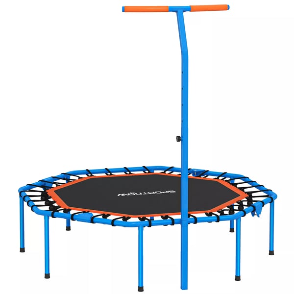 SPORTNOW Fitness-trampolin, Stål, Sort+Blå, Med Justerbart Håndtag