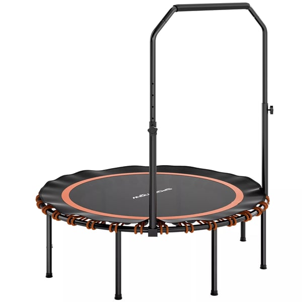 SPORTNOW Fitness-trampolin med justerbart handtag, orange/svart stål, inomhus-/utomhusbruk
