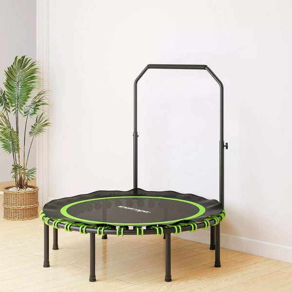 Fitness Trampolin m. justerbart håndtag, stål/plastik, grøn, Ø122cm