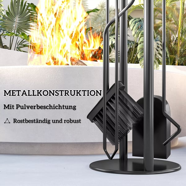 Eldstadsverktyg Set 5 Delar - Metall, Svart