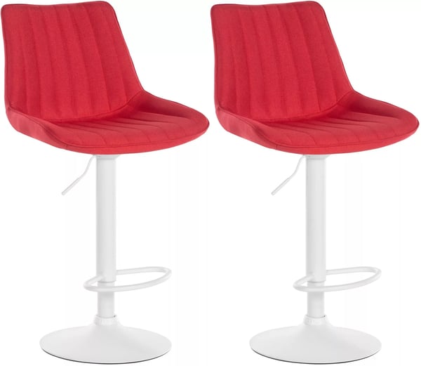 Set med 2 Toni Barstolar i Tyg, Röd, Metallram, Justerbar Höjd