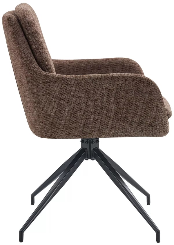 Sæt med 2 Pickett brune stofspisebordsstole med matsorte metalben og drejefunktion