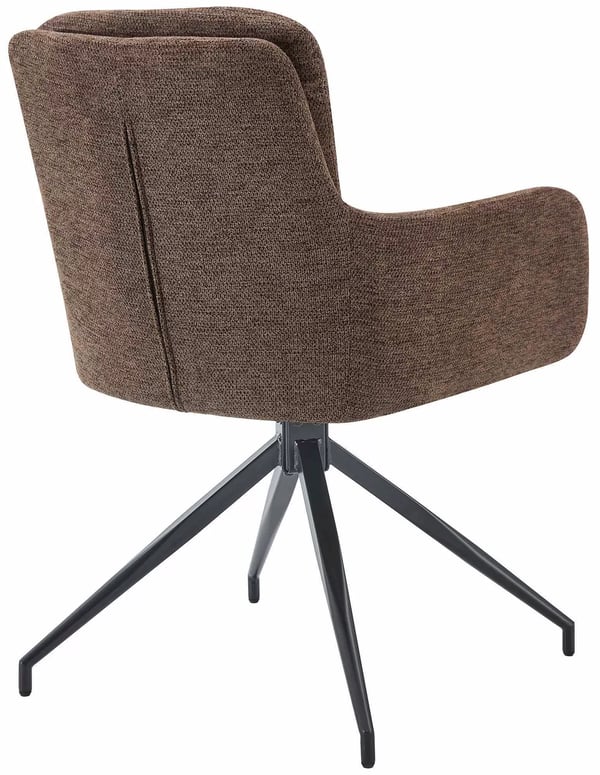 Sæt med 2 Pickett brune stofspisebordsstole med matsorte metalben og drejefunktion