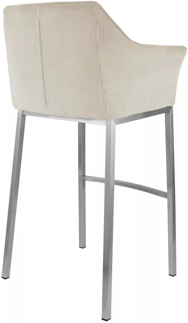 Damaso Barstol | Fløjlsbetræk i Creme | Metal 4-bensstel | Rustfrit Stålhylde | 83 cm Sædehøjde | Maks. Belastning 240 kg