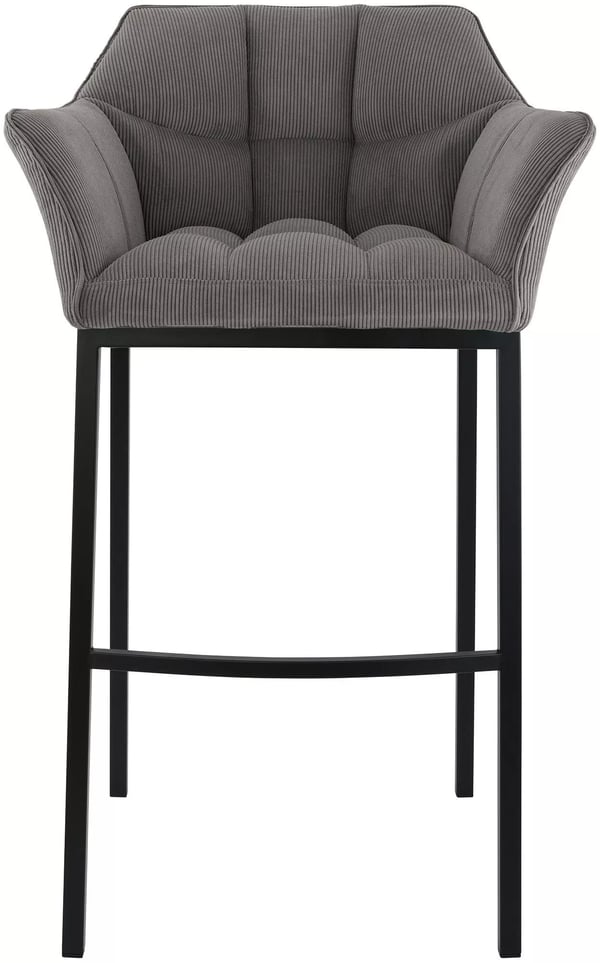 Damaso Cord Barstol med Fire-Benet Metalstel, Taupe, 83 cm Sædehøjde
