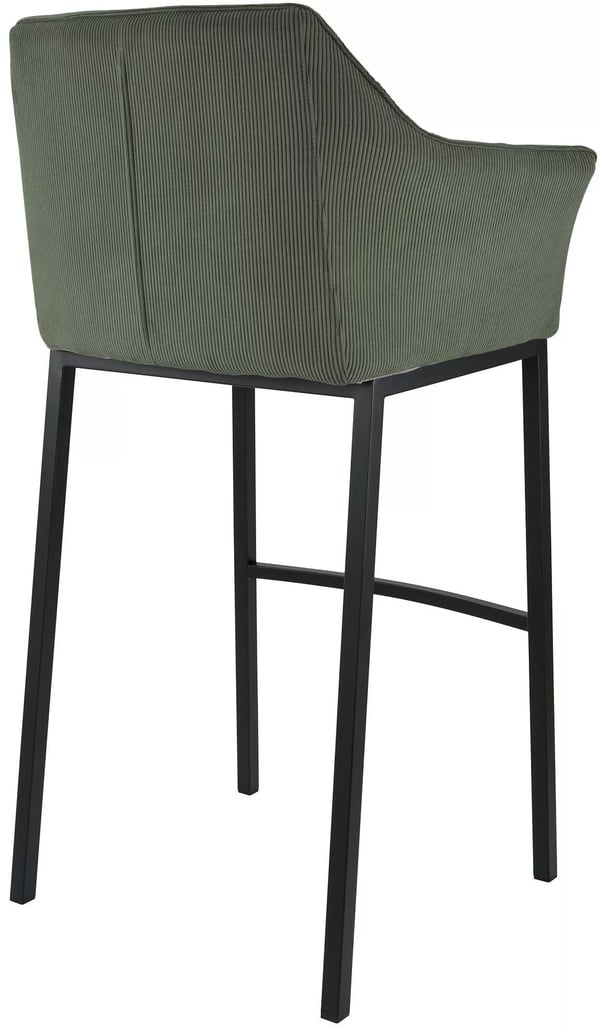 Damaso Cord Barstol Grøn Metal med 4-bensstel, Rustfrit Stålhylde, 83 cm Sædehøjde, 240 kg Bæreevne