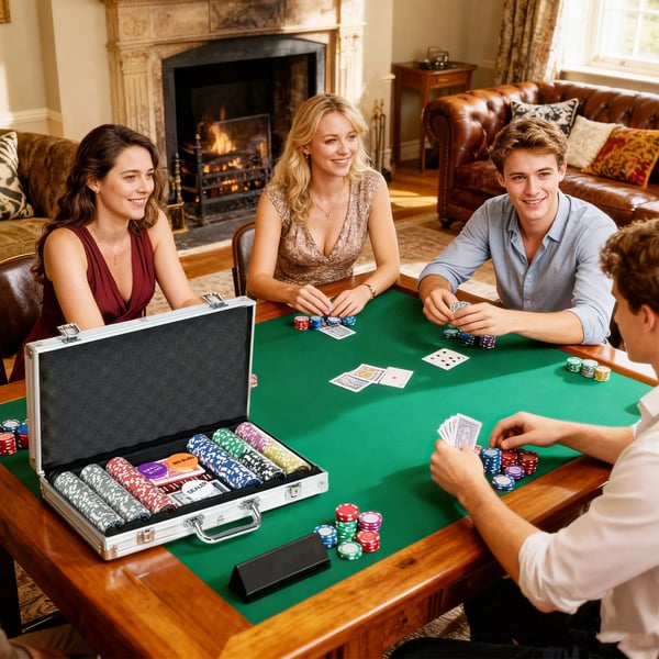 SPORTNOW Pokerkuffert sæt 300 jetoner 11,5g komplet pokersæt lås 2 spil kort 5 terninger dealer blind buttons sølv