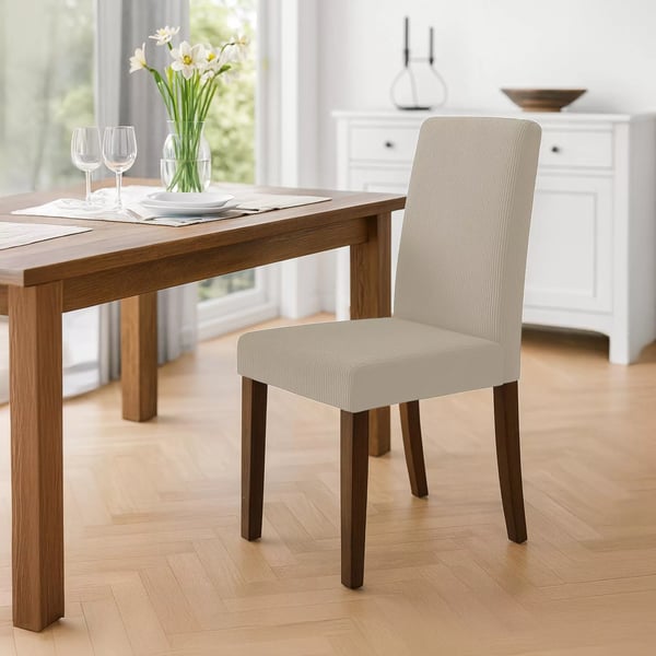 Sæt med 2 Ina fløjlsspisebordsstole, lysebrun træramme