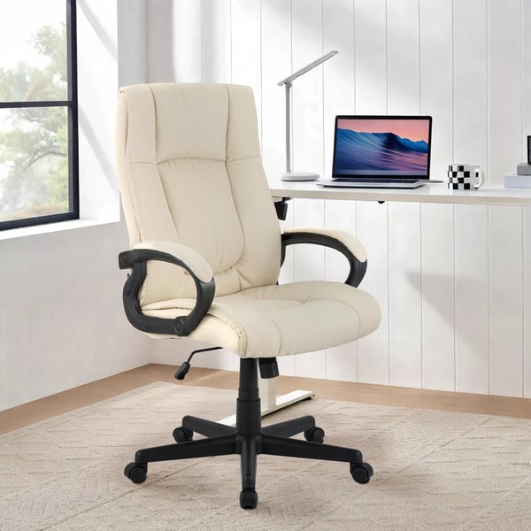 XL Sparta kontorstol i cremefarvet stof med plaststel, ergonomisk, op til 195 cm højde