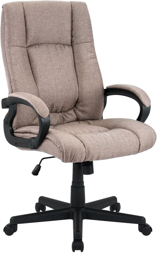 XL Sparta stofkontorstol taupe med plastikstel, ergonomisk, vippefunktion, højdejusterbar, kapacitet til 195 cm højde, støjsvage hjul