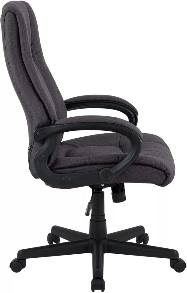 XL Sparta stofkontorstol - sort, plaststativ, ergonomisk, højdejusterbar, drejehjul