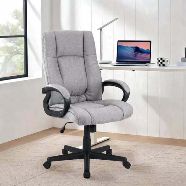 XL Sparta grå stof kontorstol med plaststativ, højdejusterbar, ergonomisk design