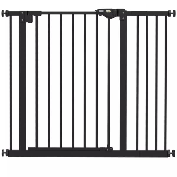 PawHut Hundgrind Säkerhetsgrind Trappskydd Metall Plast Svart 74-94 cm
