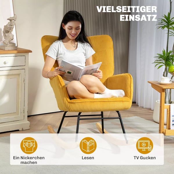 HOMCOM Gungstol i Berberfleece, Gul