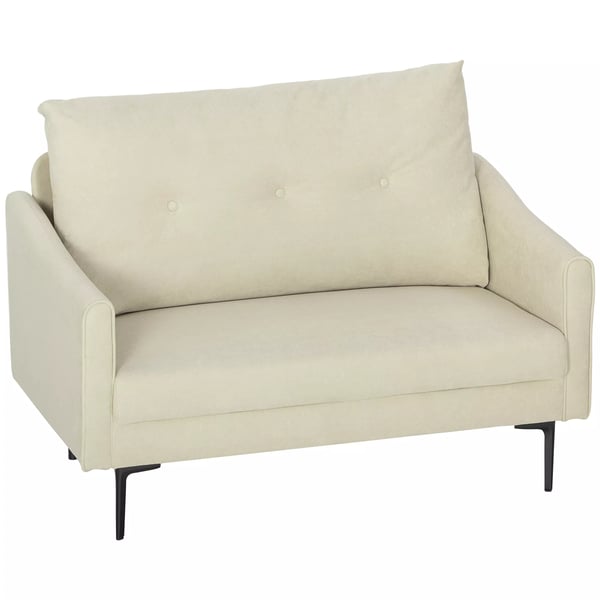 HOMCOM 2-personers sofa, cremefarvet, fljl, metalstel