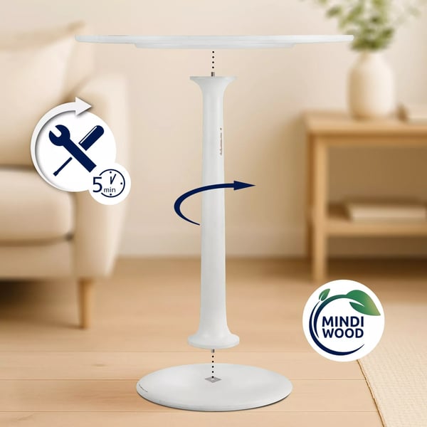Morristown Antikhvidt Træ Sidebord, Rundt Accentbord til Stuen, Delvist Samlet, 70 x 70 x 77 cm