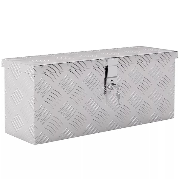 HOMCOM verktygslåda förvaringslåda i aluminium med lås och nycklar 50 x 15,5 x 20,5 cm