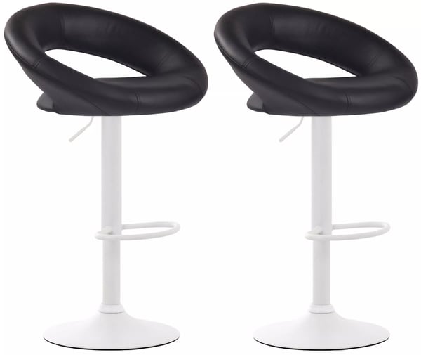 Set med 2 svarta barstolar i konstläder med metallställ