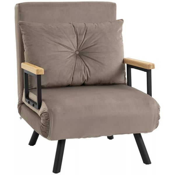 Sängfåtölj i ljusgrått med metall- och polyesterkonstruktion, justerbart ryggstöd, 63x73x81 cm Sängfåtölj i ljusgrått med metall- och polyesterkonstruktion, justerbart ryggstöd, 63x73x81 cm