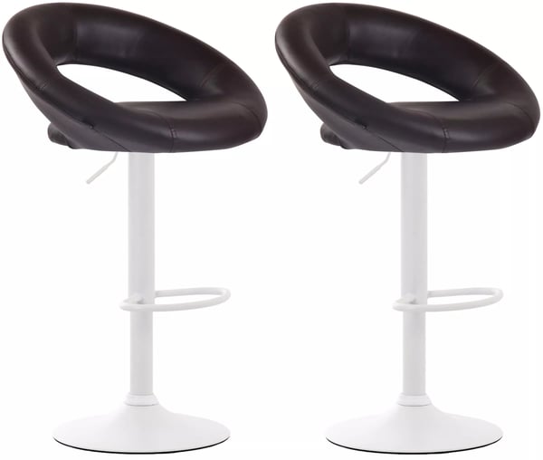 Set med 2 Olinda Barstolar i Konstläder - Brun, Metallram
