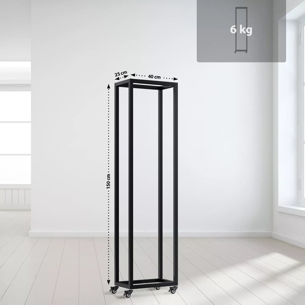 Hilta 25x40x150 cm sort metal brændestativ med hjul