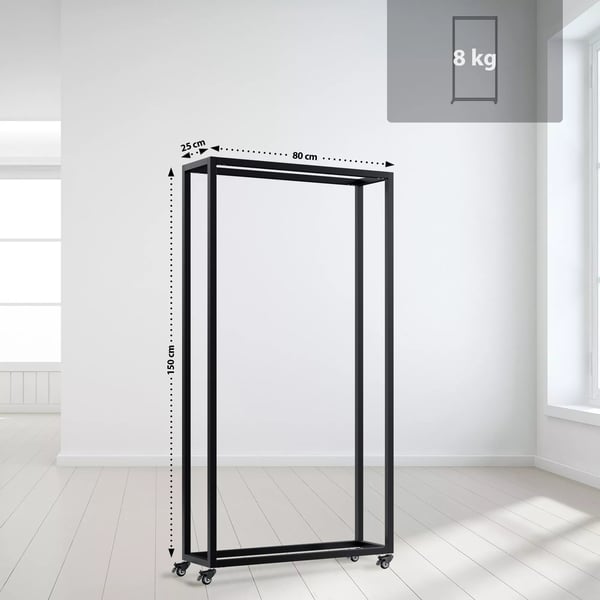 Hilta Brændestativ med Hjul - Sort Metal, 25x80x150 cm