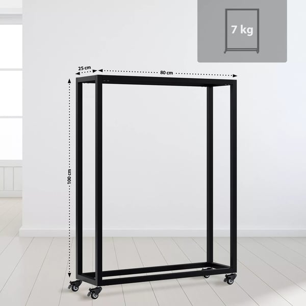 Hilta Metal polttopuuteline pyörillä 25x80x100cm musta