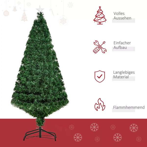 Kunstigt juletræ med fiberoptik LED, metalfod, grøn, 120 cm