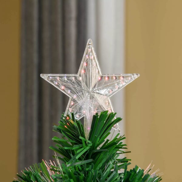 Kunstigt juletræ med fiberoptik LED, metalfod, grøn, 120 cm